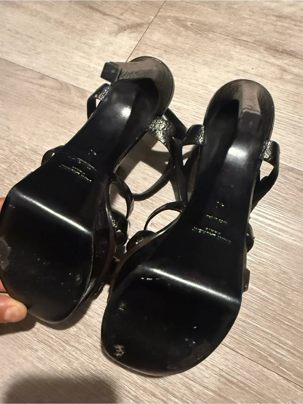 YSL Black Croc-Embossed High Heel Platform Sandal size 40 like new.